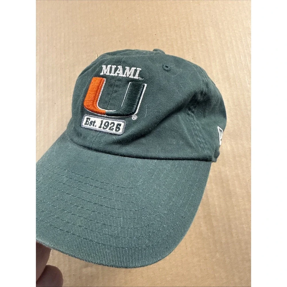 NCAA Miami Hurricanes Men's New Era Hat Cap Green The U Logo Est 1925